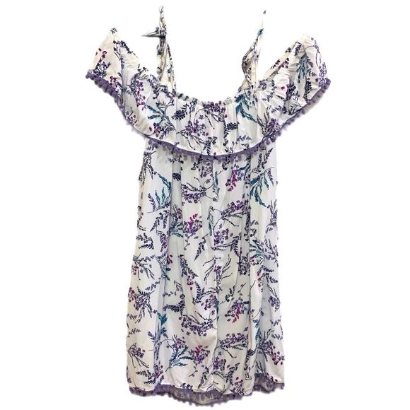 ADORE ME NIGHTGOWN WOMENS LARGE WHITE PURPLE FLORAL BABYDOLL. - Picture 1 of 11